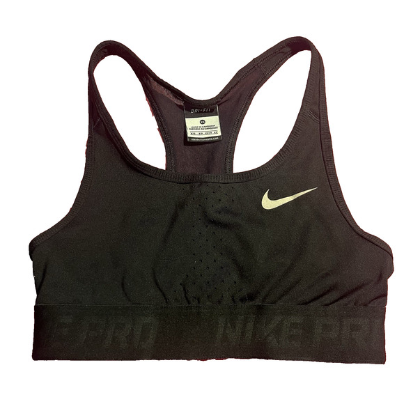 Nike Dri Fit Womens‎ Mesh Racer Back Black Sport Bra Size XS - Picture 1 of 4